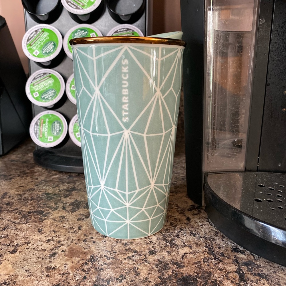 Beautiful Mint Green Starbucks Ceramic Diamond Mug
